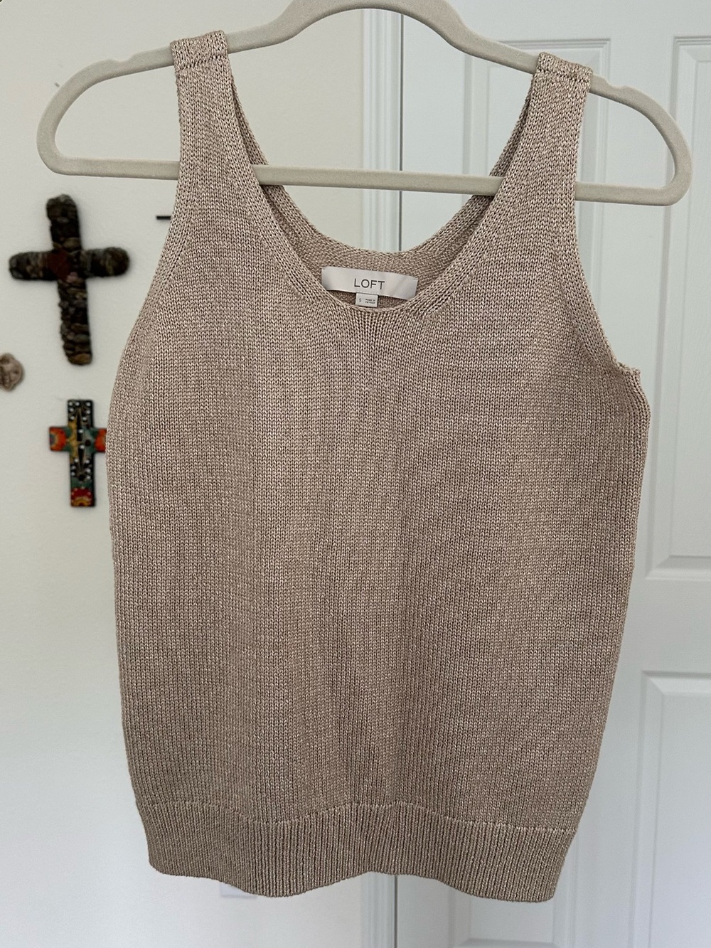 LOFT Sleeveless Knit Tank in Taupe Beige